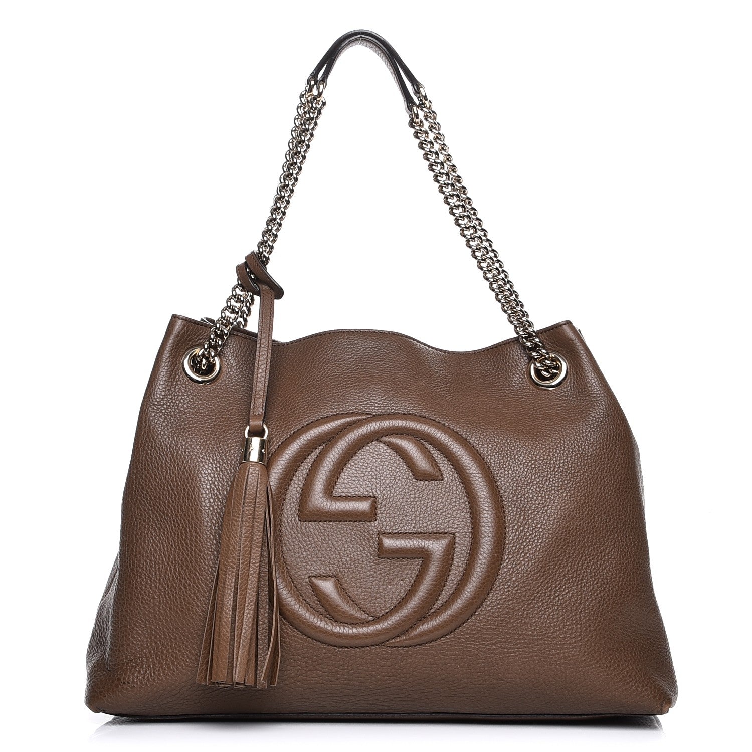 Gucci Pebbled Calfskin Medium Soho Chain Shoulder Bag Maple Brown 1 of 8