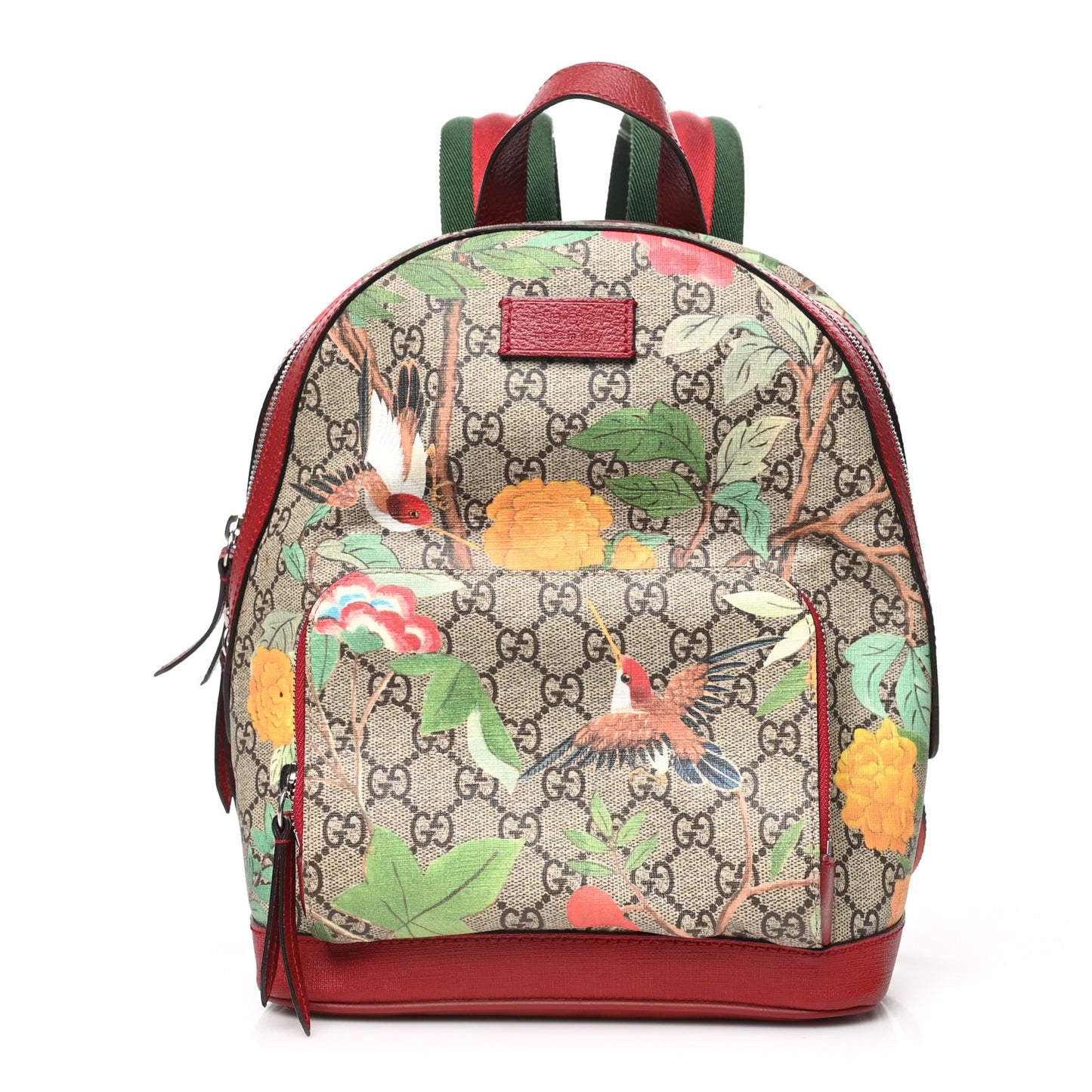GG Supreme Monogram Tian Web Small Day Backpack Beige Multicolor Red