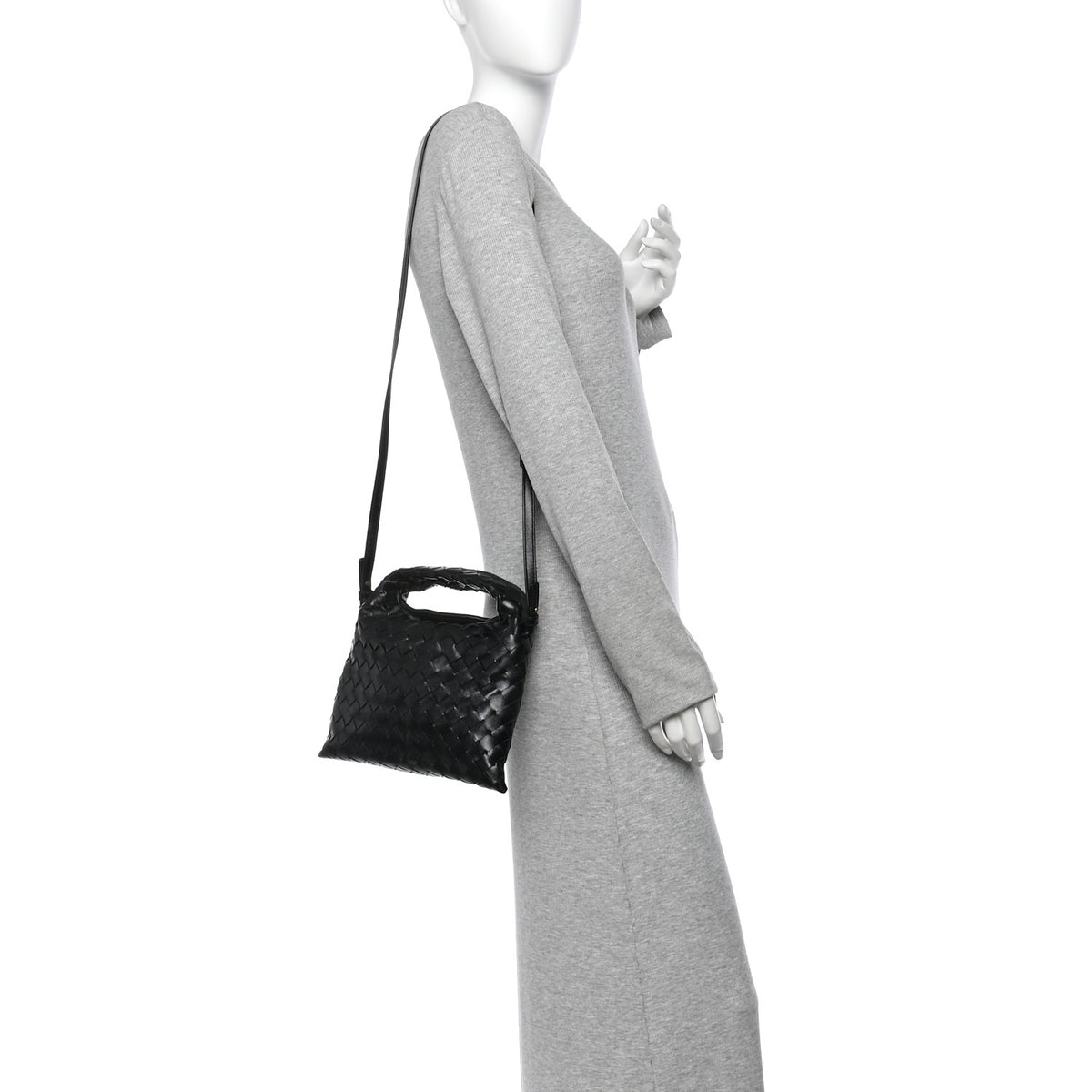 Calfskin Intrecciato Mini Hop Black
