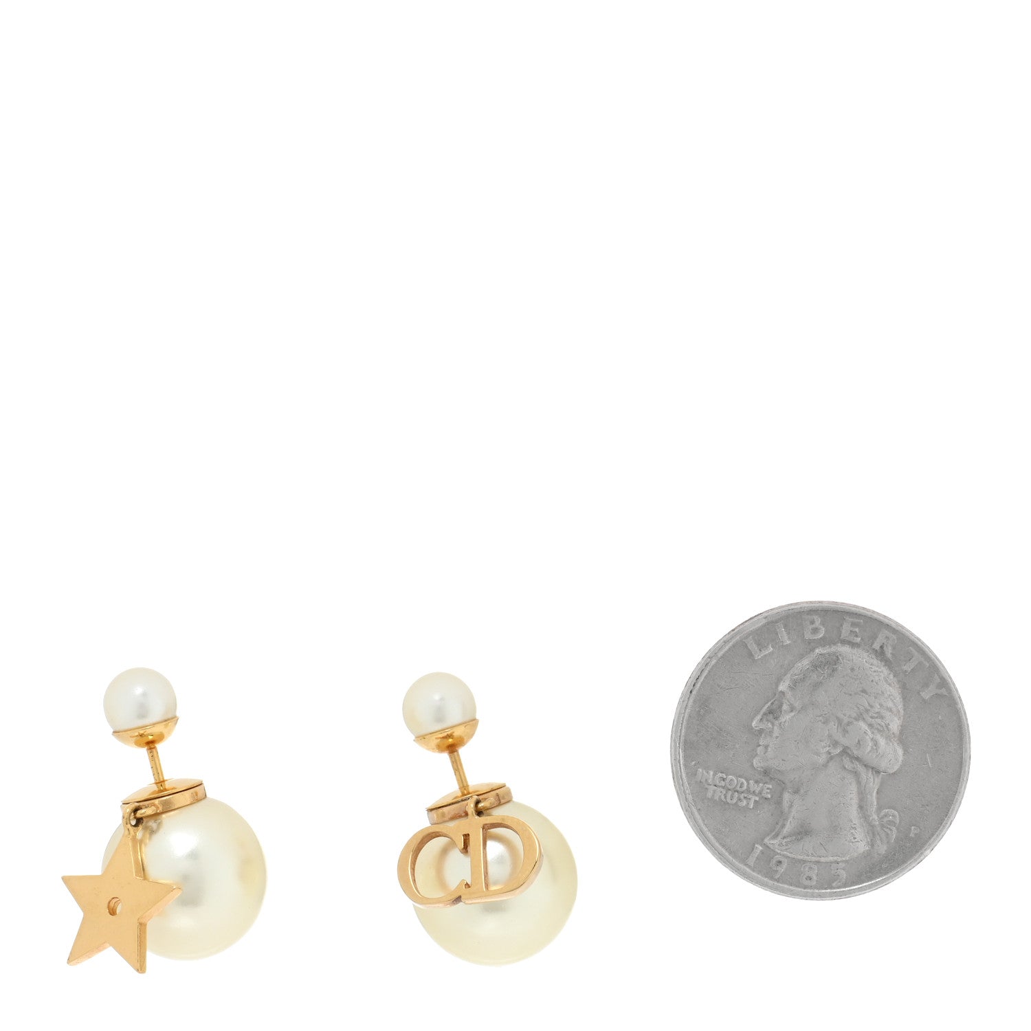 Christian Dior Pearl Mise En Dior Logo Tribal Earrings 2 of 5