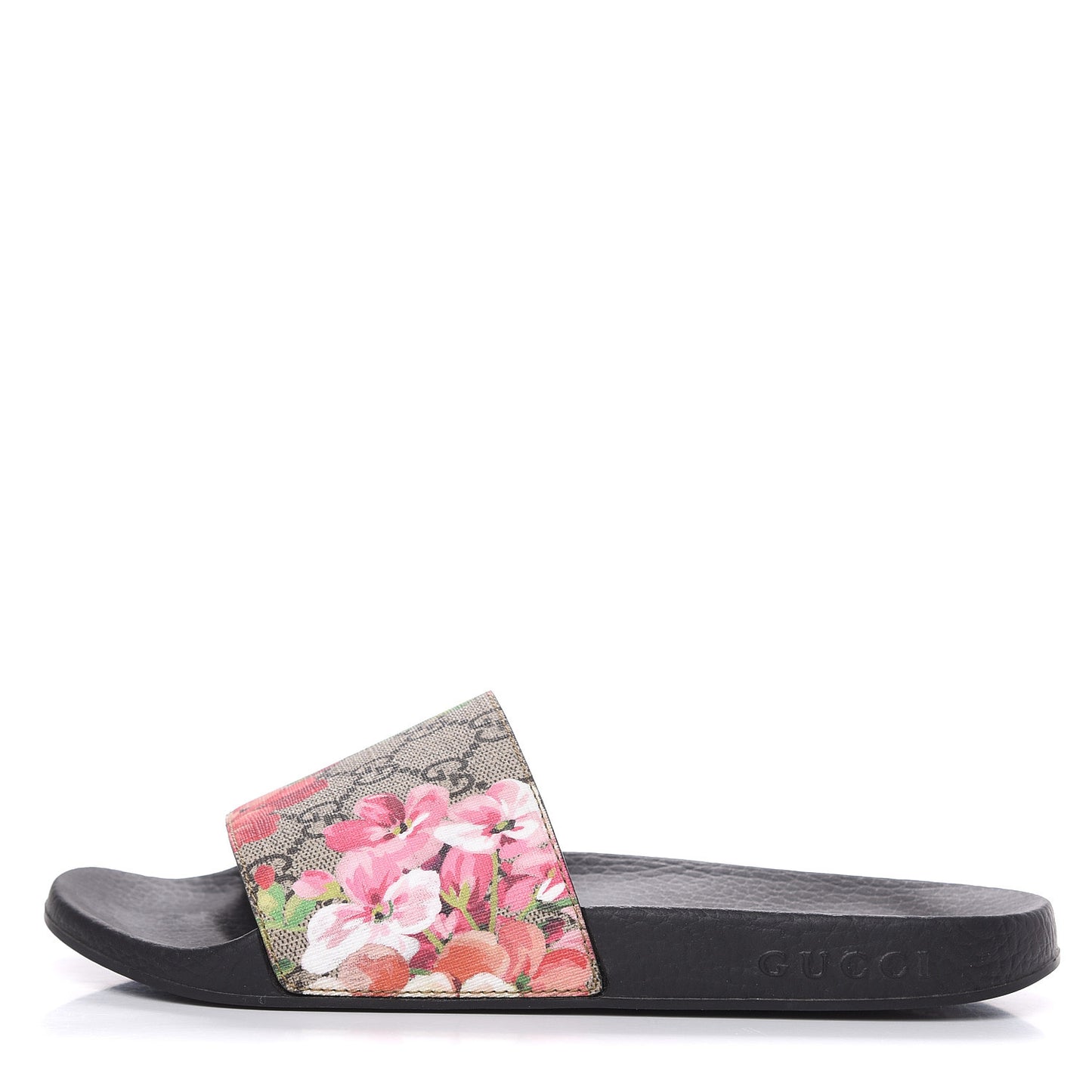 GG Supreme Monogram Blooms Slide Sandals 38 Beige Multicolor