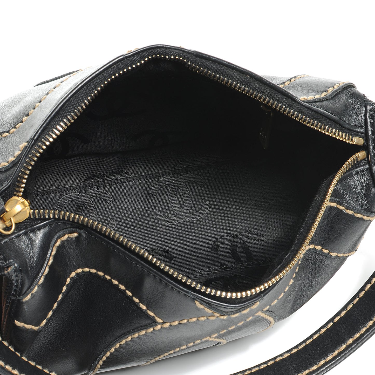 Caviar CC Stitched Small Hobo Black