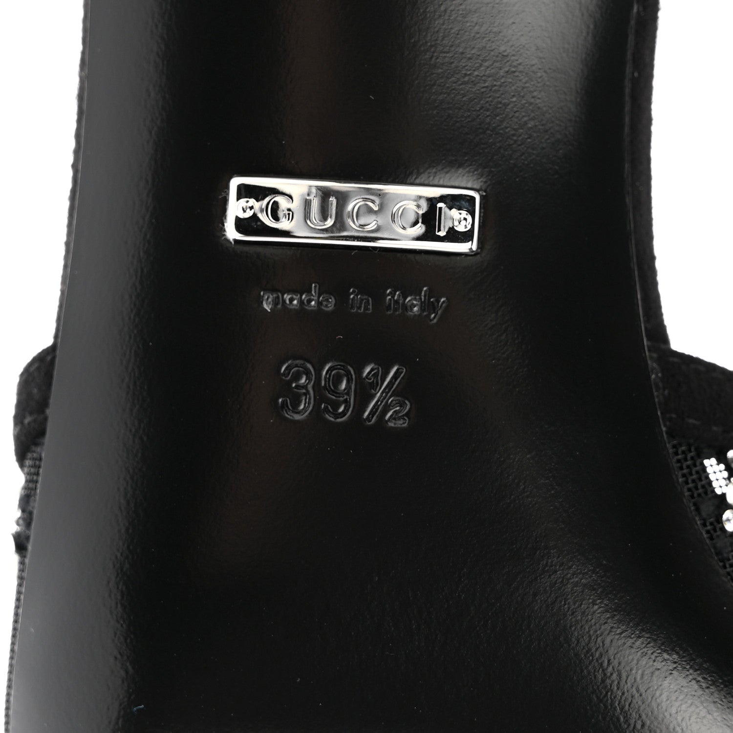 Gucci Tela Retino Kid Scamosciato Crystal GG Monogram Square G 35mm Slingback Pumps 39.5 Black 7 of 8
