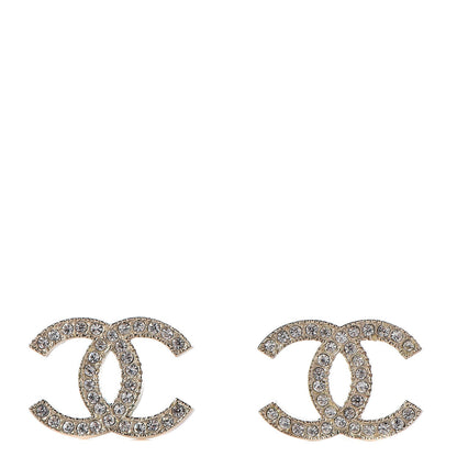 Chanel Crystal Timeless CC Earrings Gold 1 of 7