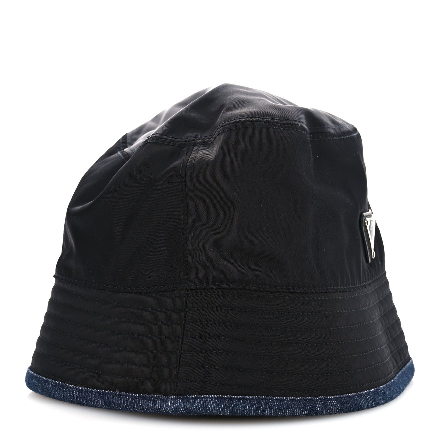 Nylon Denim Metal Triangle Logo Bucket Hat S Black