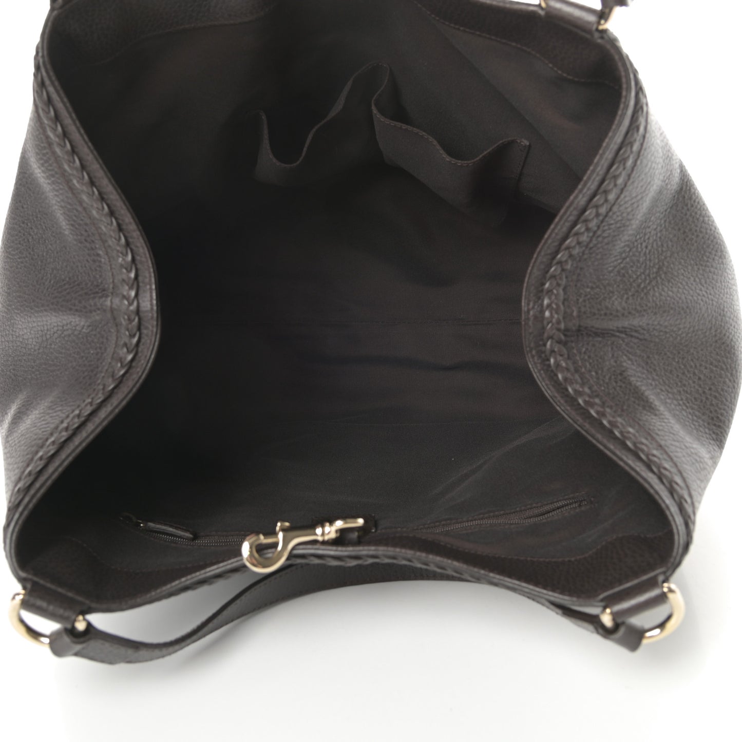 Pebbled Calfskin Medium Shoulder Bag Brown