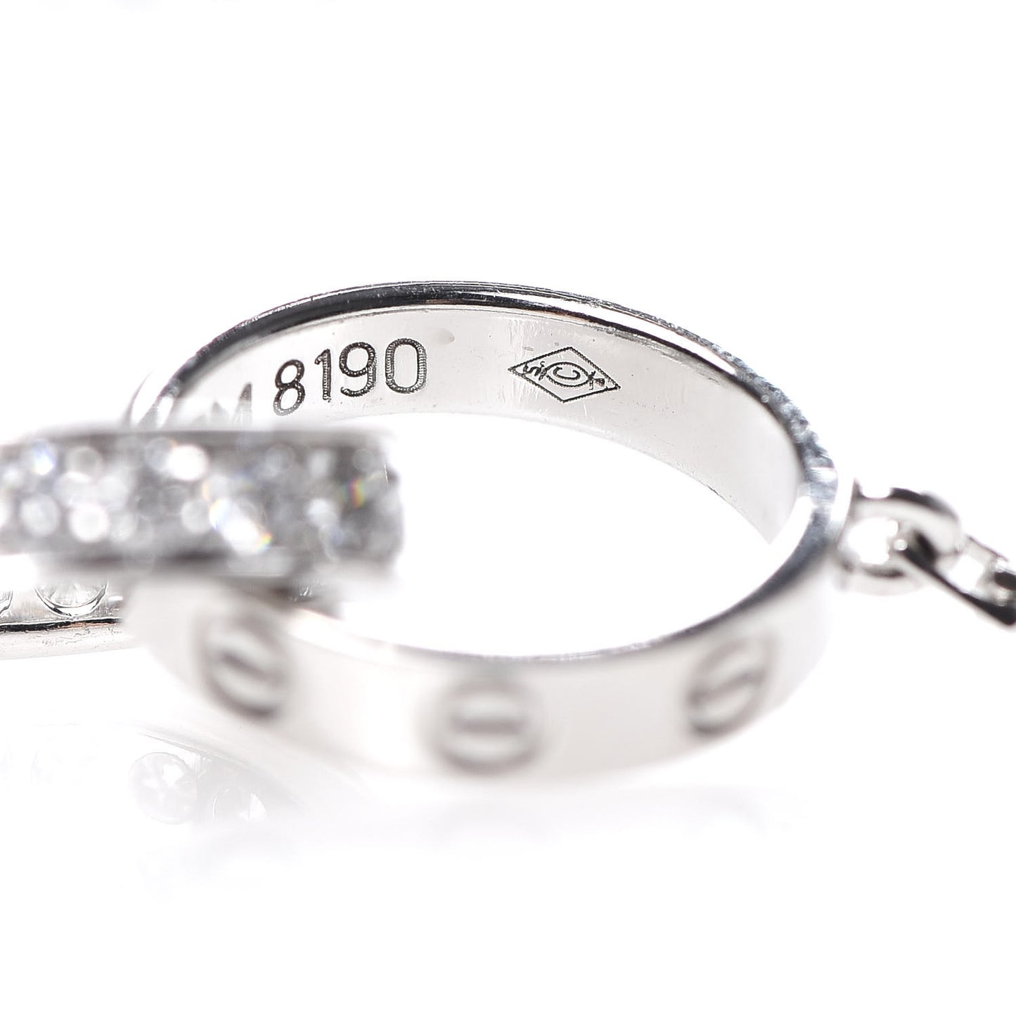 18K White Gold Diamond Interlocking LOVE Necklace