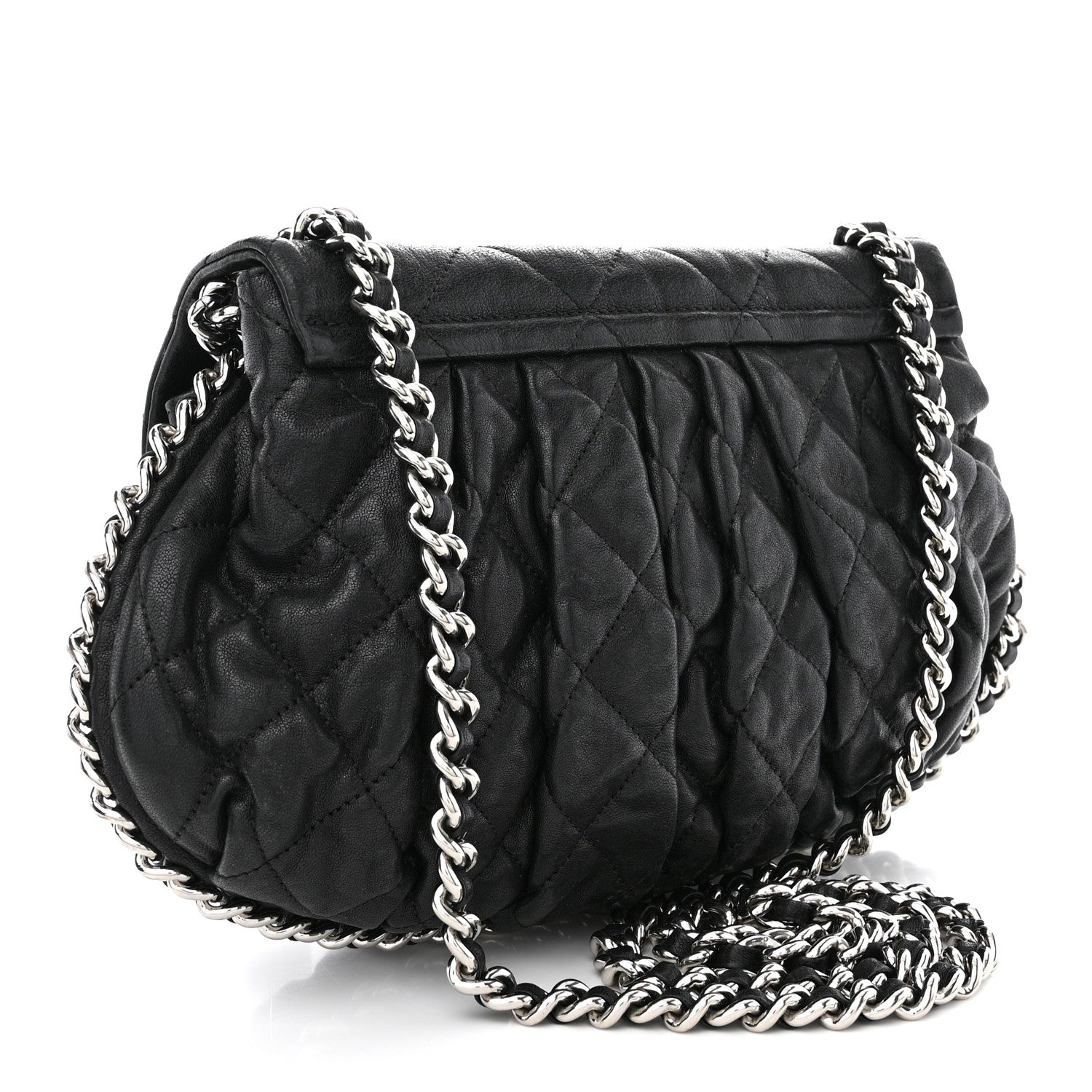 Chanel Washed Lambskin Quilted Medium Chain Around Messenger Black 3 of 16