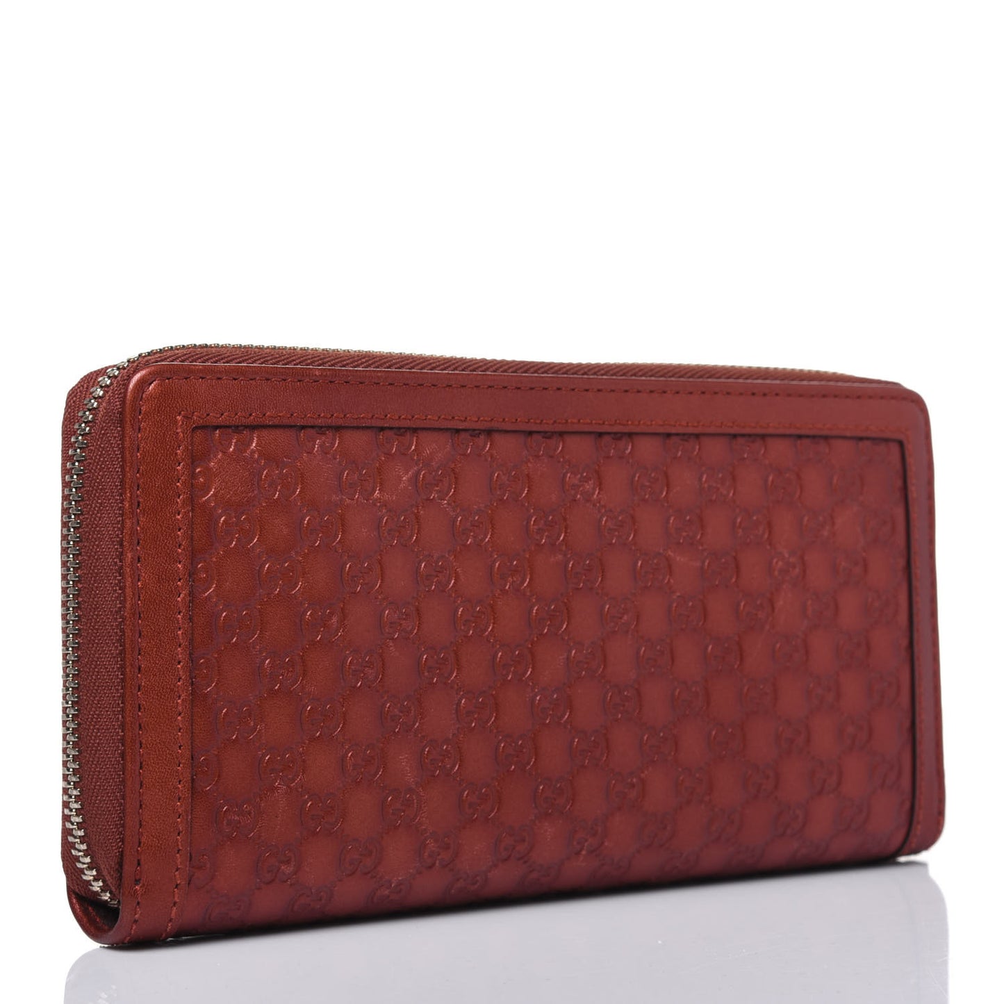 Metallic Microguccissima Sukey Zip Around Wallet Burnt Orange