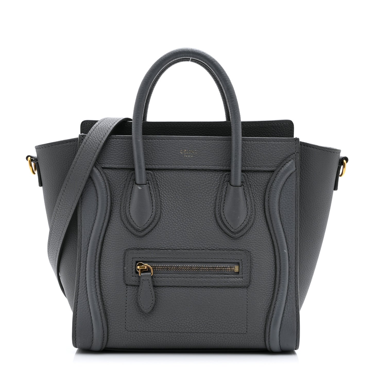 Drummed Calfskin Nano Luggage Kohl