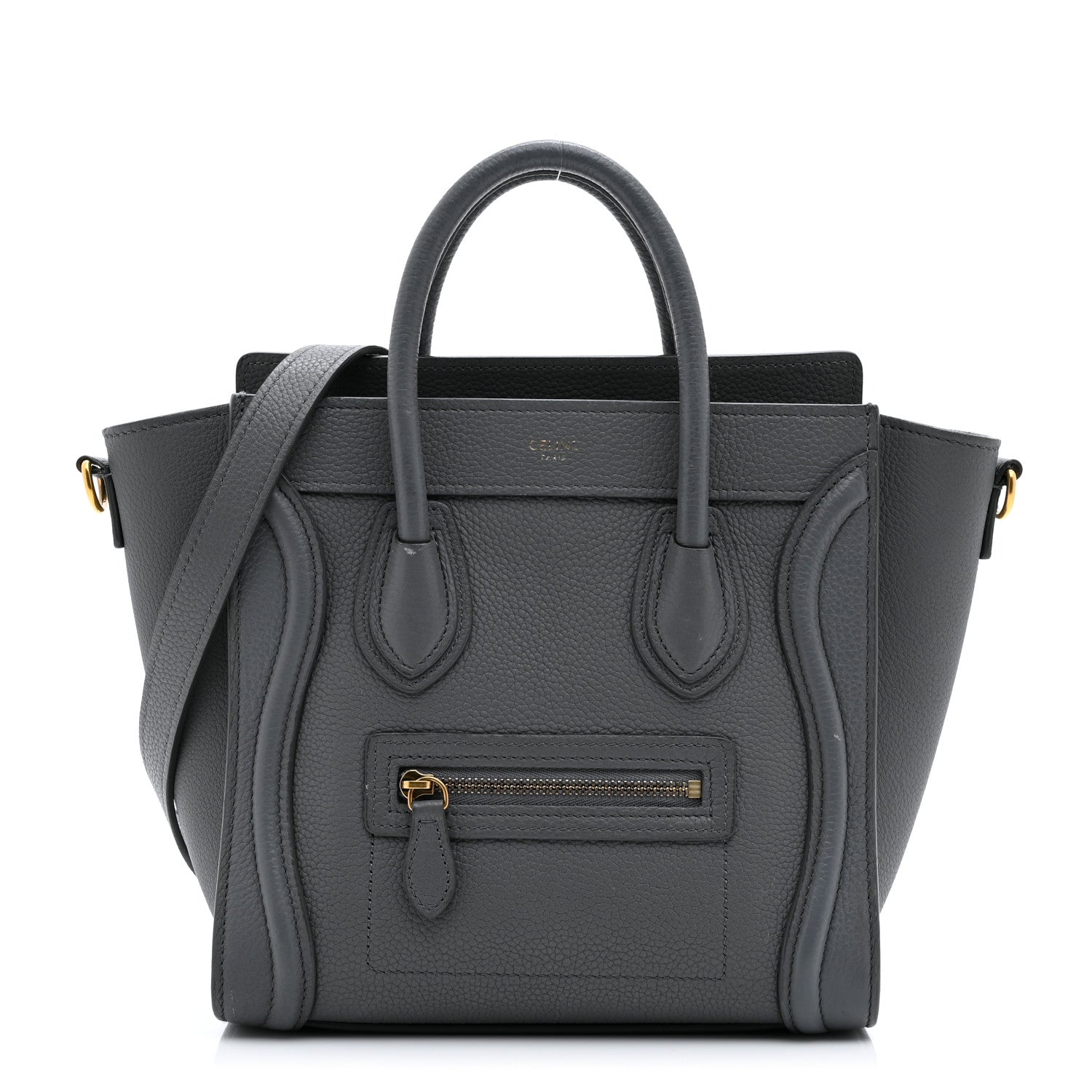 Celine Drummed Calfskin Nano Luggage Kohl 1 of 13