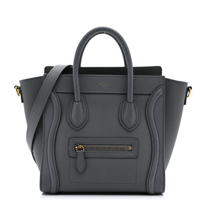 Celine Drummed Calfskin Nano Luggage Kohl 1 of 13