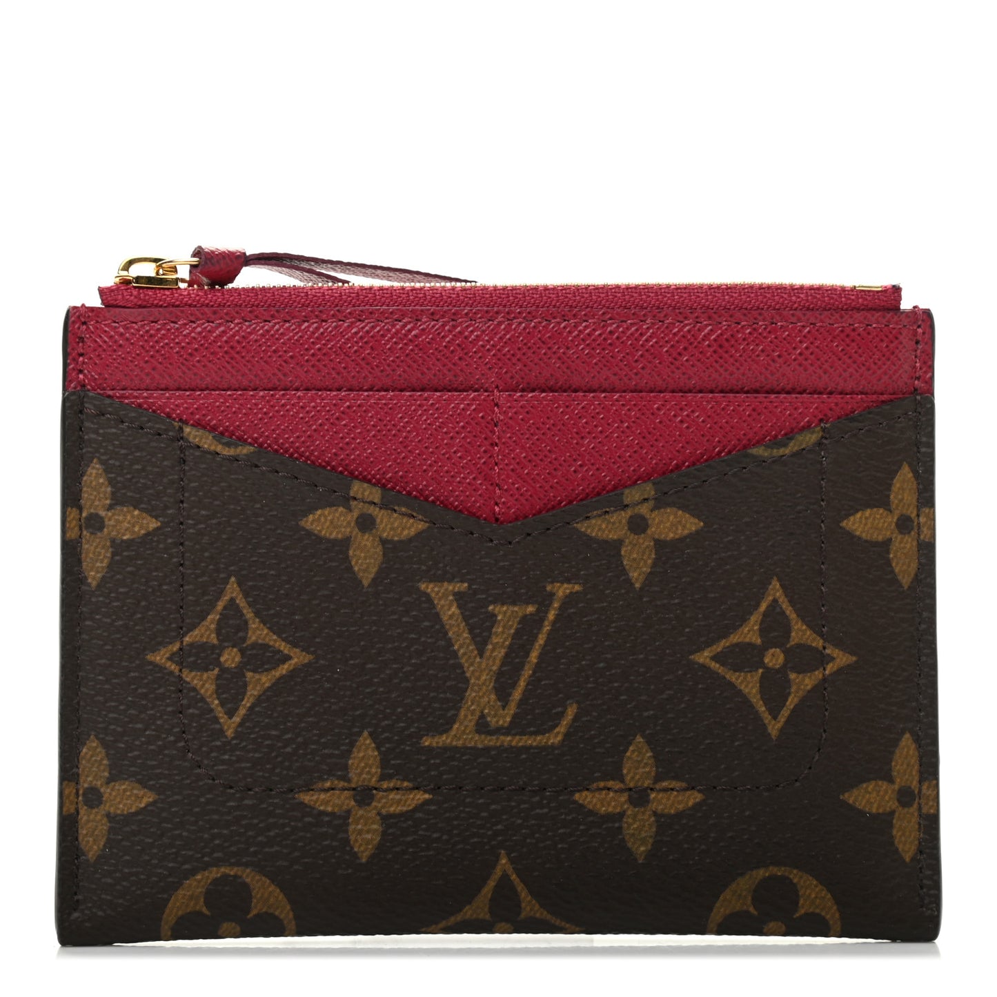Monogram Zipped Card Holder Fuchsia