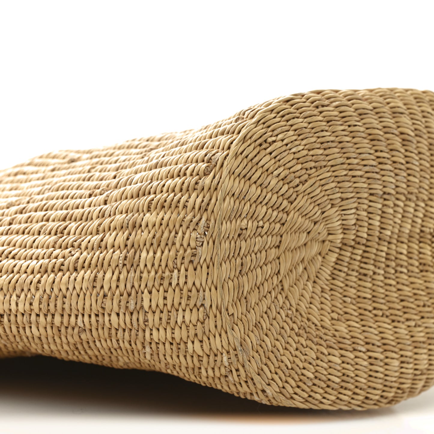 Raffia Calfskin Shell Basket Tote Natural Pecan