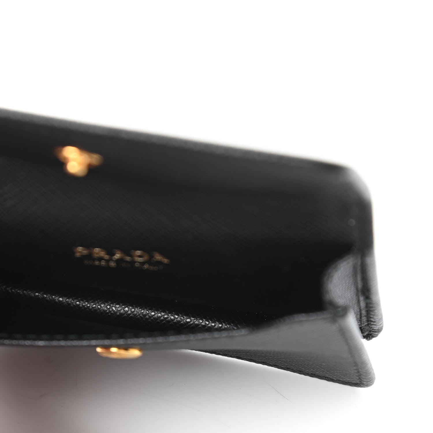 Prada Saffiano Metal Flap Card Holder Black 5 of 10