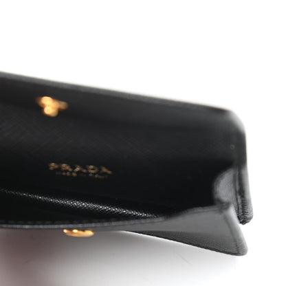 Prada Saffiano Metal Flap Card Holder Black 5 of 10