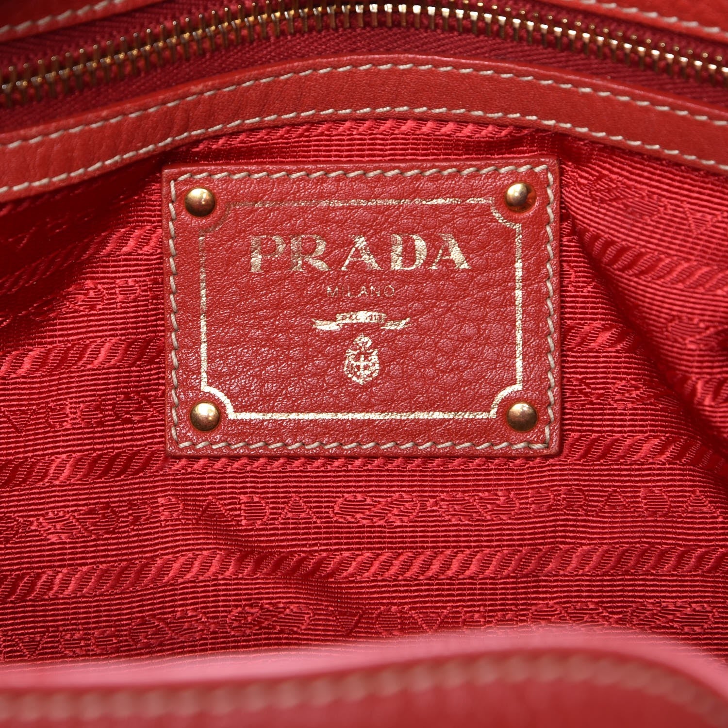 Prada Vitello Daino Side Zip Pocket Hobo Fuoco 6 of 8