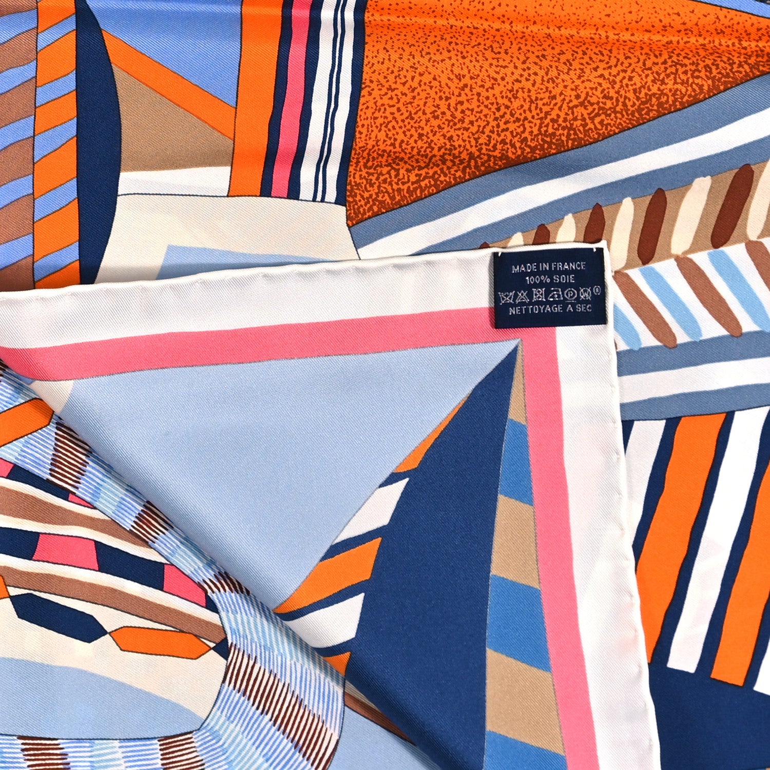 Hermes Silk La Selle Imaginaire Dossard Scarf 90 Bleu Tabac Grenadine 3 of 5