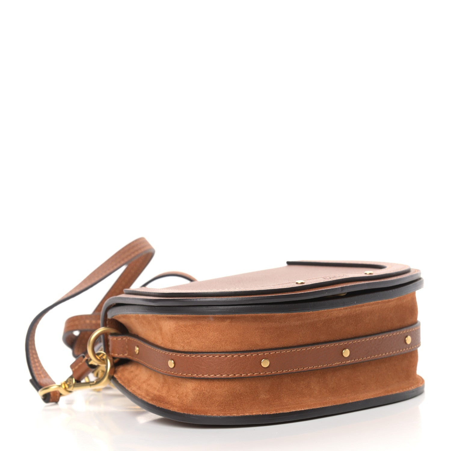 Chloe Calfskin Suede Small Nile Bracelet Bag Caramel 7 of 12