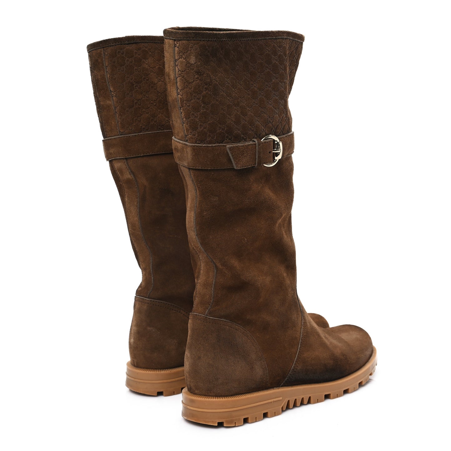 Suede Microguccissima Knee Boots 37.5 Brown