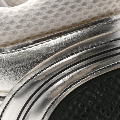 Chanel Fabric Laminated Calfskin Stretch CC Womens Sneakers 39.5 White Silver 12 of 12