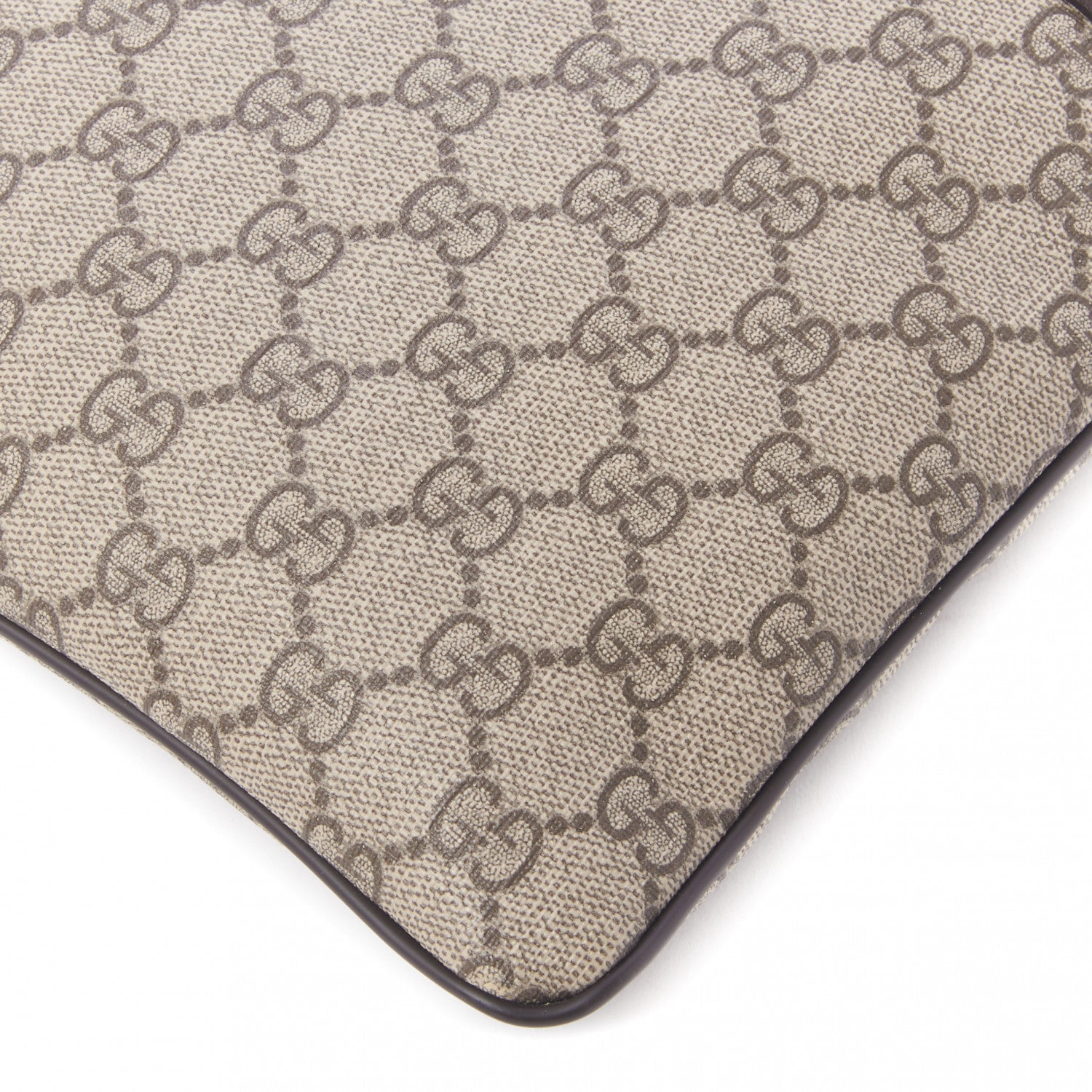 Gucci GG Supreme Monogram Selleria Calfskin Small Flat Side Zip Messenger Bag Beige Ebony Cocoa Dark Chocolate 5 of 9
