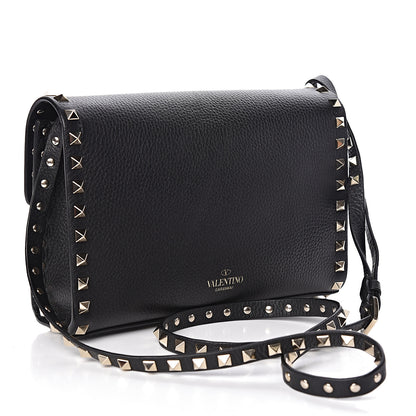 Valentino Garavani Pebbled Calfskin Medium Rockstud Flip Lock Crossbody Bag Black 3 of 9