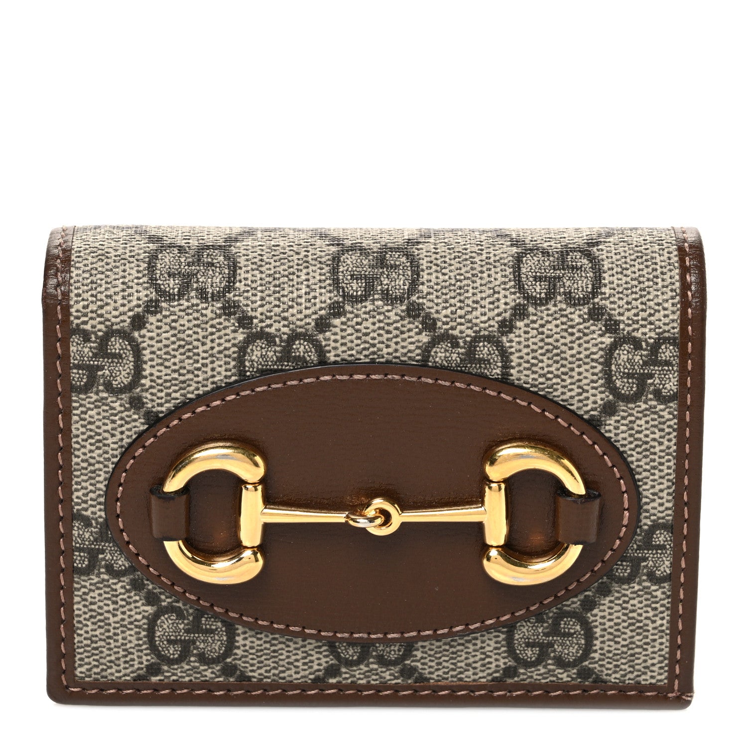 Gucci GG Supreme Monogram Horsebit 1955 Card Case Wallet Beige Ebony Brown Sugar 1 of 8