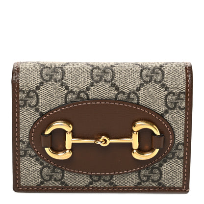 Gucci GG Supreme Monogram Horsebit 1955 Card Case Wallet Beige Ebony Brown Sugar 1 of 8