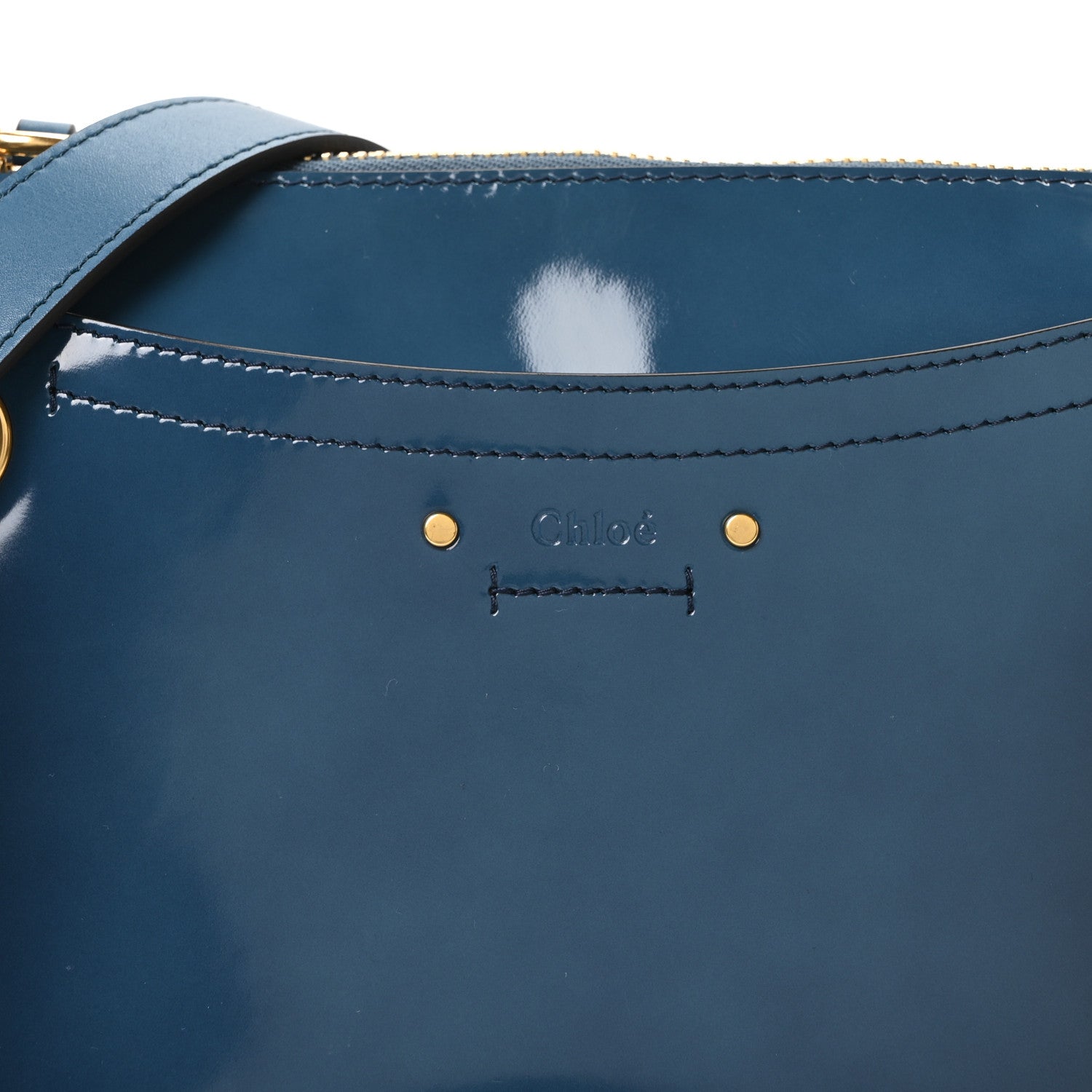 Chloe Glossy Lambskin Small Roy Bag Vinyl Blue 7 of 9