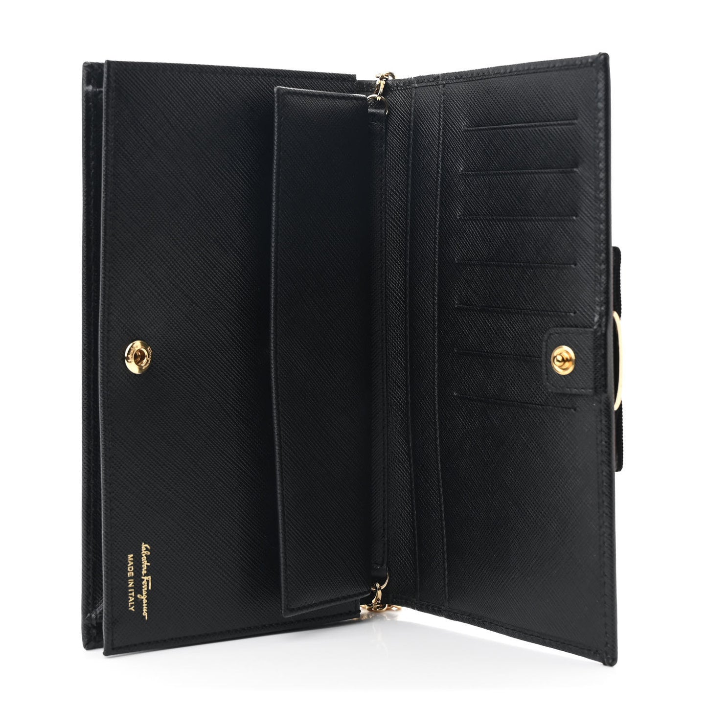 Hammered Calfskin Vara Wallet On Chain Black