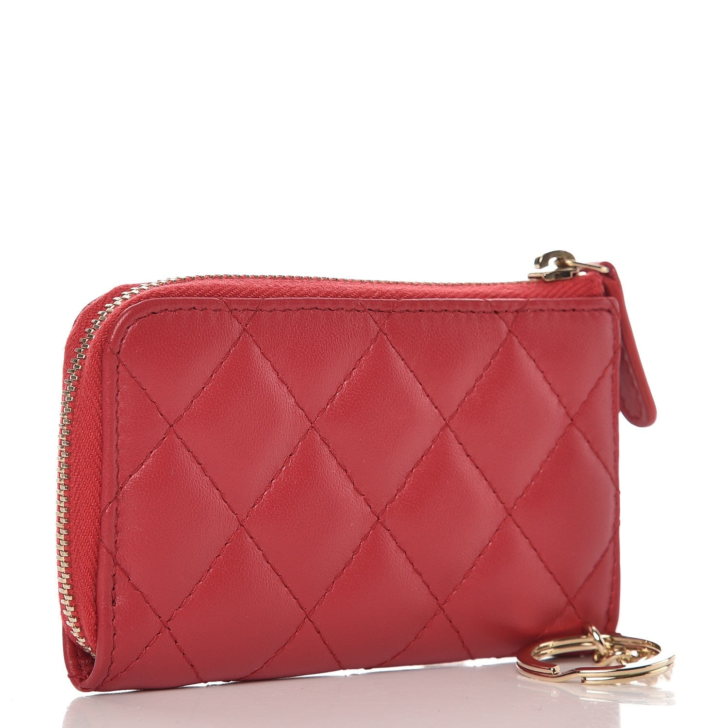 Chanel Lambskin Quilted Key Holder Case Red 3 of 9