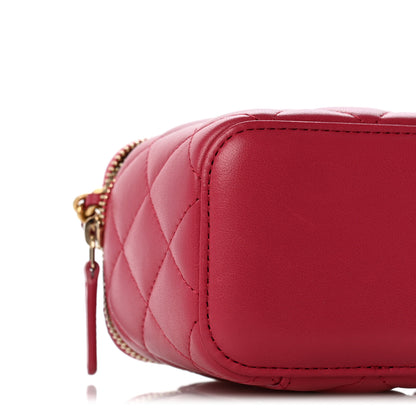 Chanel Lambskin Quilted Top Handle Mini Vanity Case With Chain Dark Pink 9 of 12