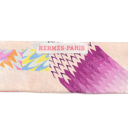 Hermes Silk All Over Marble Silk Twilly Rose Multicolor Ocre 3 of 4