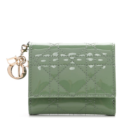 Christian Dior Patent Cannage Lady Dior Lotus Wallet Queen Mint 1 of 7