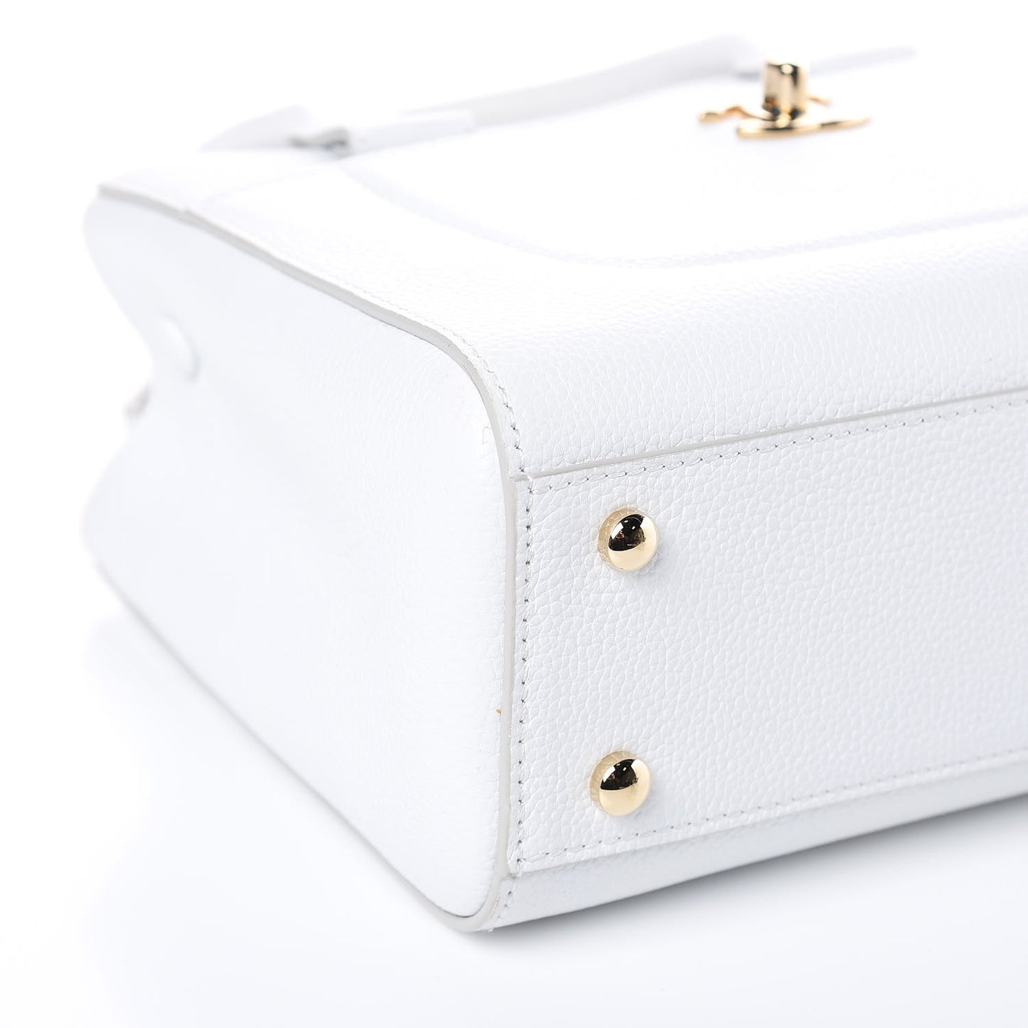 Grained Calfskin Mini Neo Executive Shopper Tote White