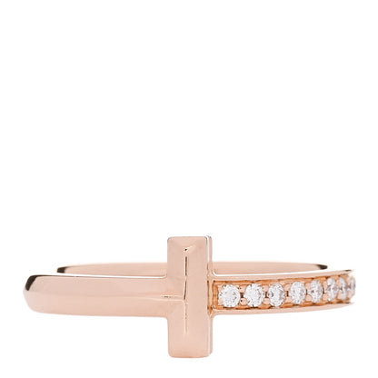 Tiffany 18K Rose Gold Diamond 2.5mm T T1 Ring 53 6.5 1 of 4