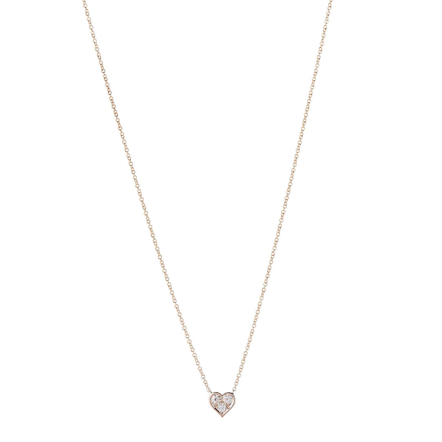 18K Rose Gold Diamond Heart Pendant Necklace