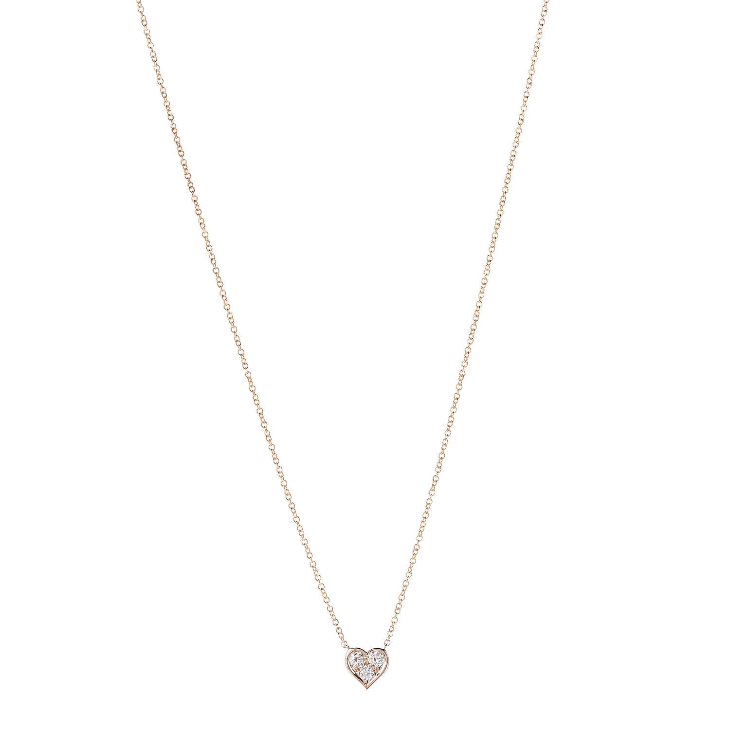 Tiffany 18K Rose Gold Diamond Heart Pendant Necklace 1 of 9