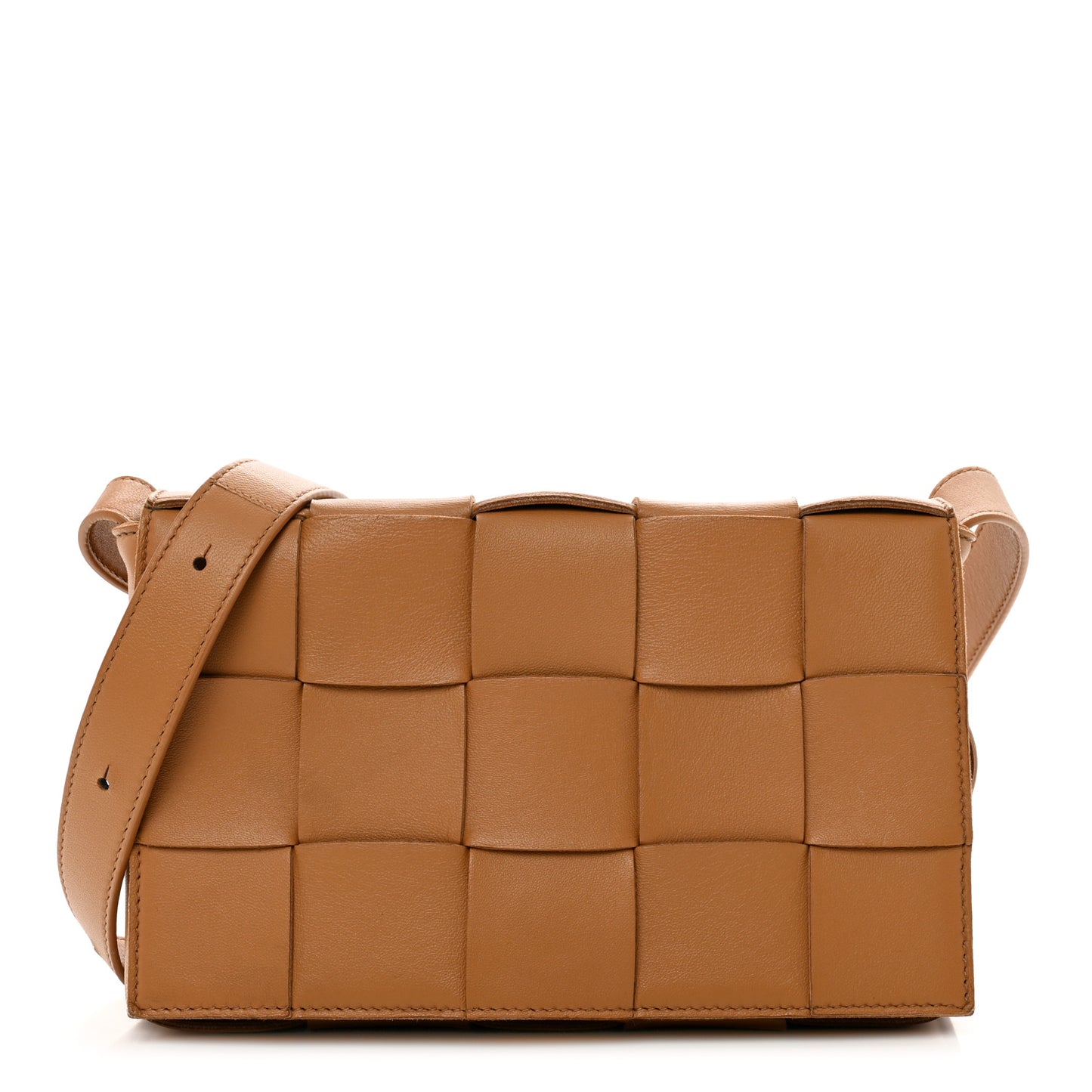 Lambskin Maxi Intrecciato Cassette Crossbody Bag Caramel