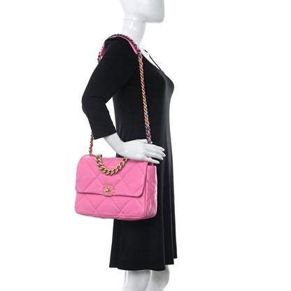 Chanel Lambskin Quilted Large Chanel 19 Flap Neon Pink 2 of 10