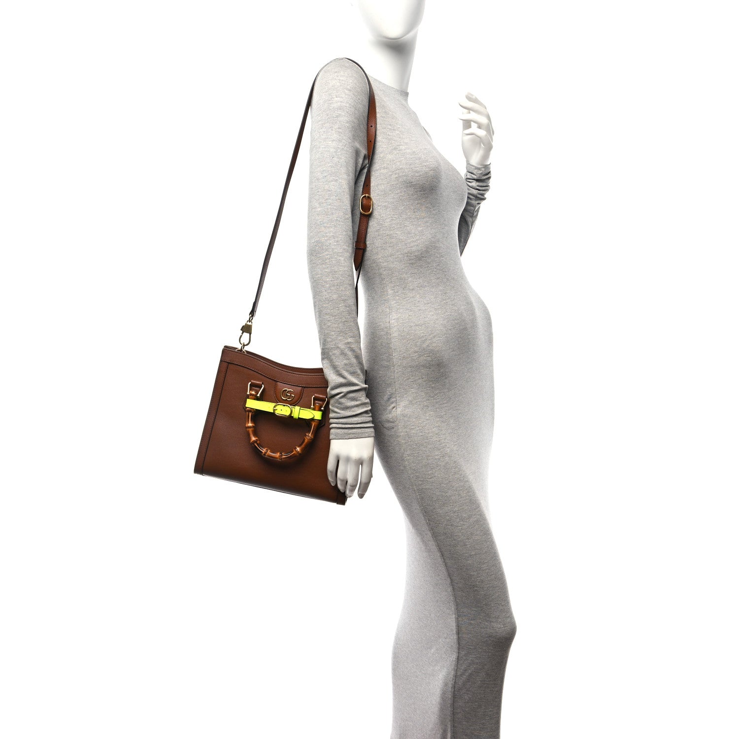 Gucci Wonka Grain Calfskin Small Diana Tote Bag Cuir Yellow Fluo 2 of 10