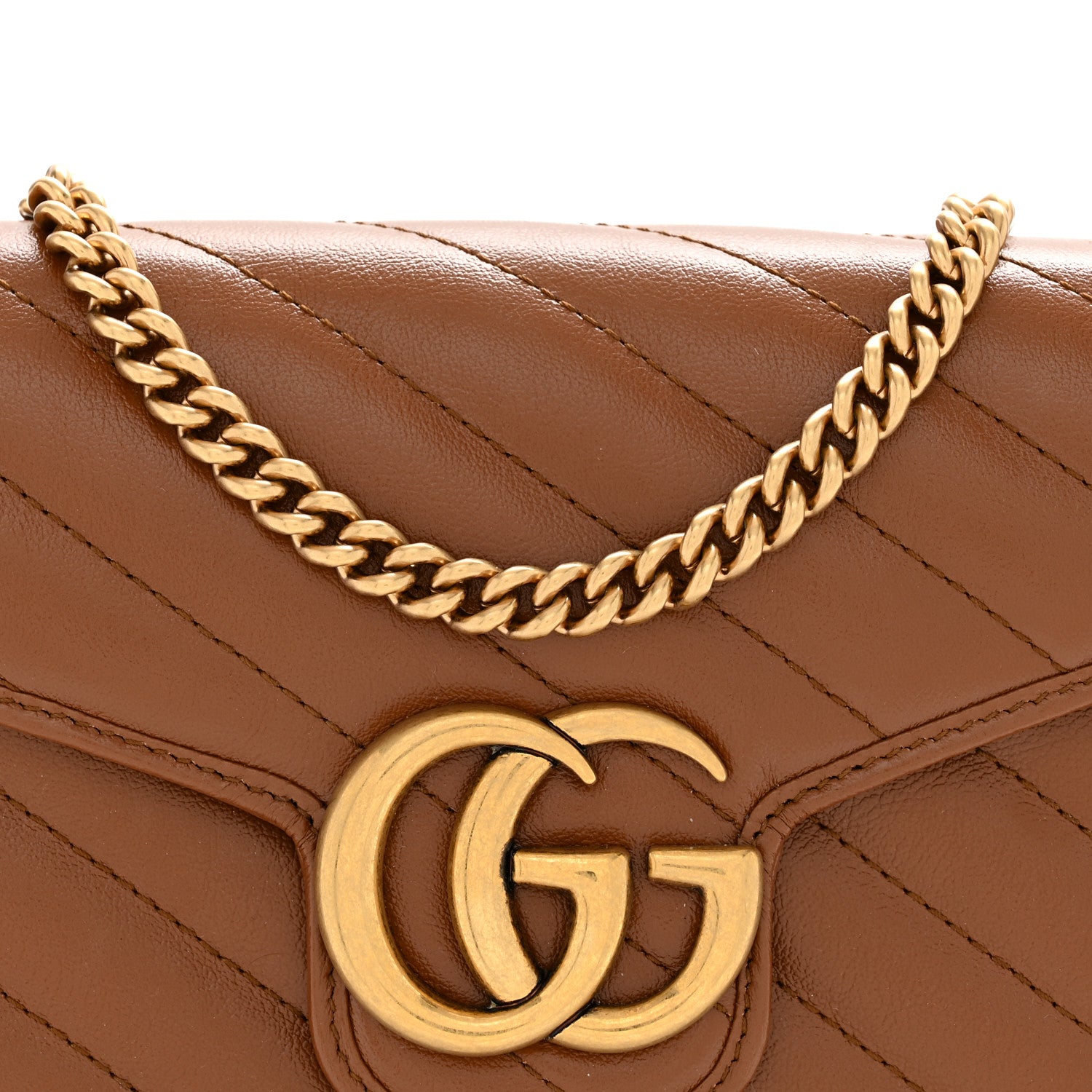 Gucci Azalea Calfskin Matelasse Diagonal GG Marmont Chain Wallet Cuir 8 of 11