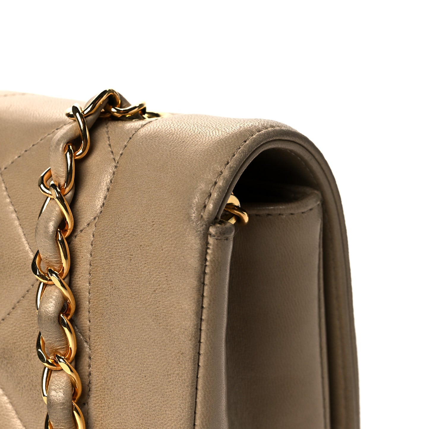 Lambskin Quilted Medium Single Flap Beige
