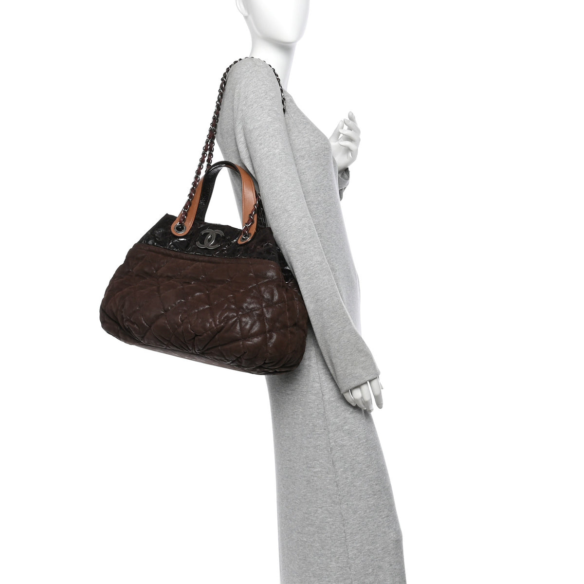 Chanel Iridescent Calfskin Quilted Large In The Mix Tote Dark Brown 2 of 13