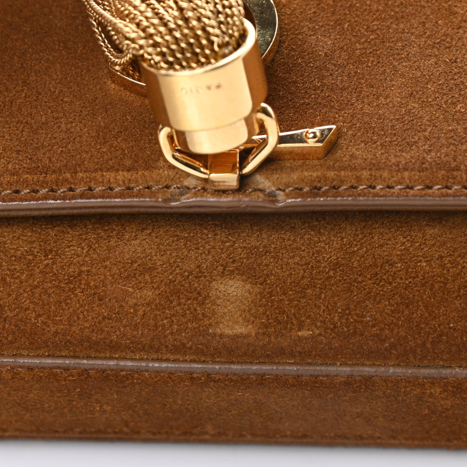Saint Laurent Suede Small Classic Monogram Kate Tassel Satchel Light Ochre 14 of 17