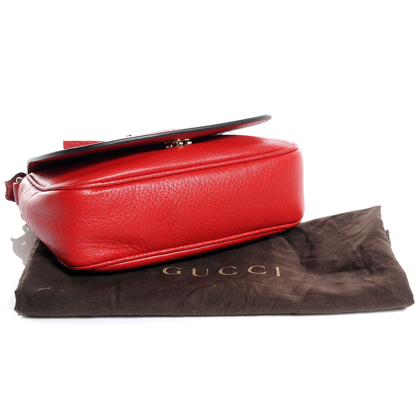 Pebbled Calfskin Small Soho Flap Crossbody Red