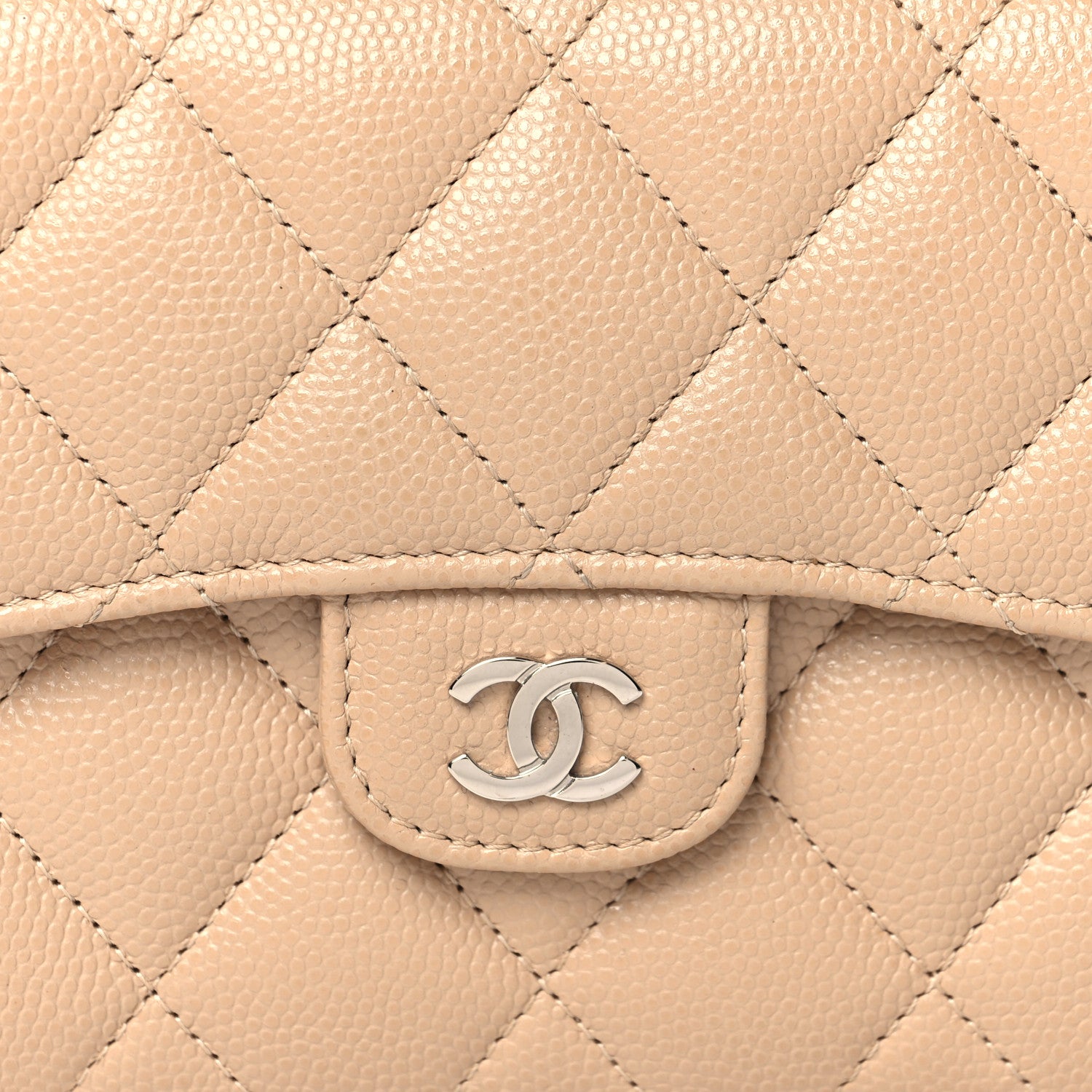 Chanel Caviar Quilted Compact Flap Wallet Beige 10 of 10