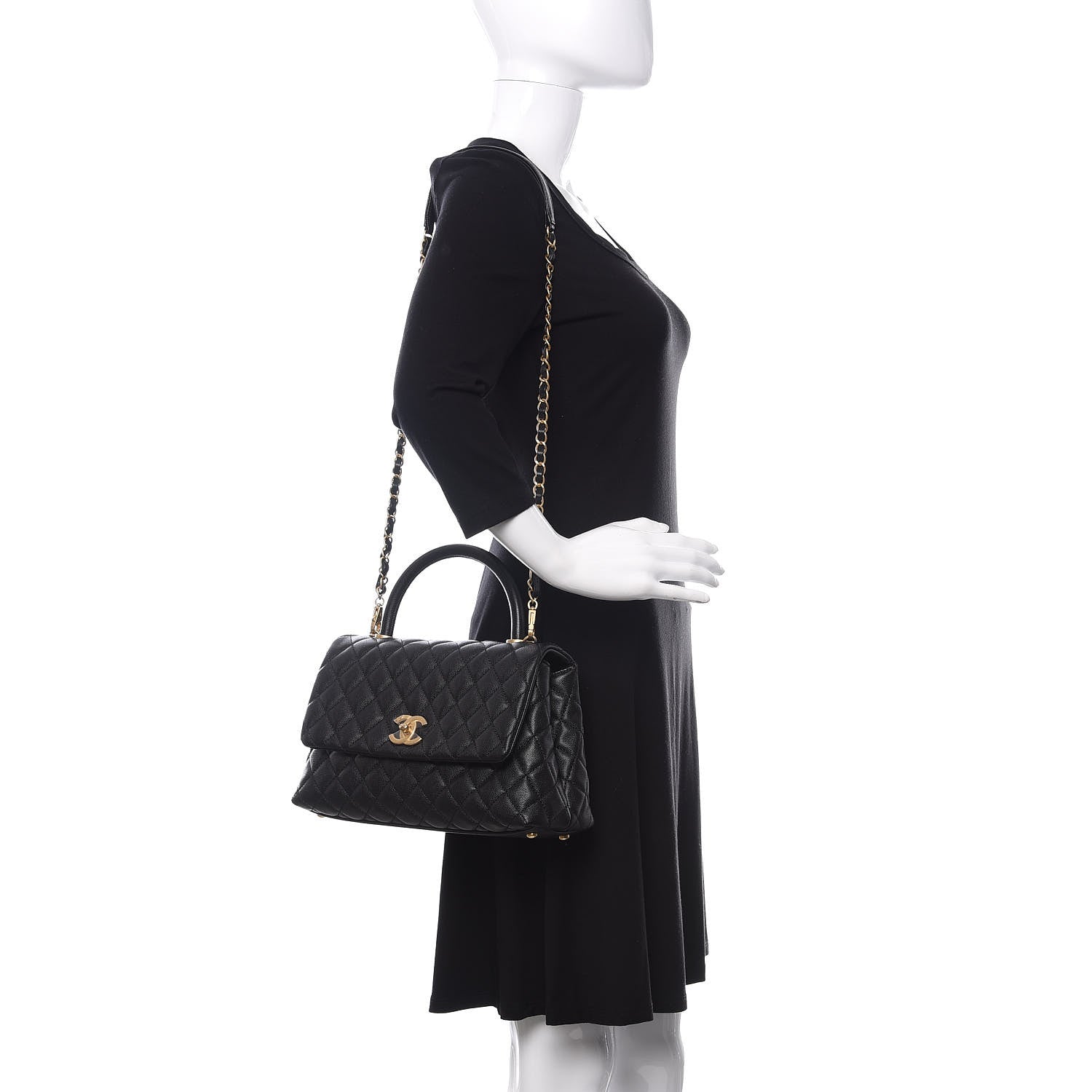 Chanel Caviar Quilted Small Coco Handle Flap Black 2 of 15