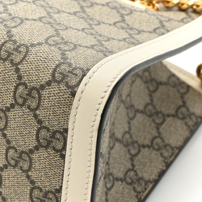 Gucci GG Supreme Monogram Moon Calfskin Small Padlock Tote Beige Ebony Mystic White 13 of 15